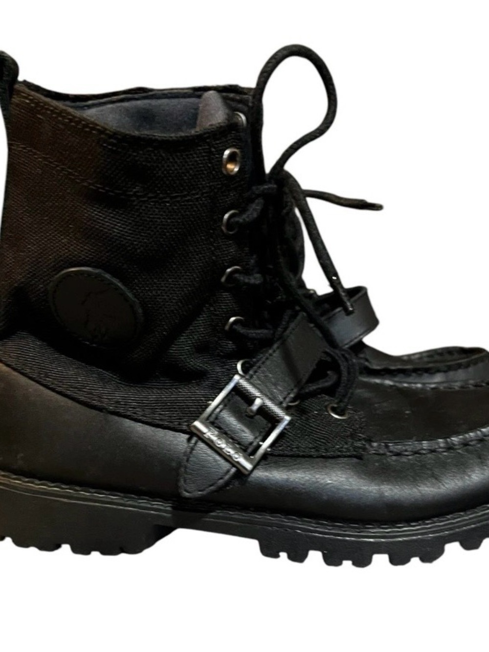 Polo Ralph Ranger Lauren black leather ankle boots  Size 39 US 6